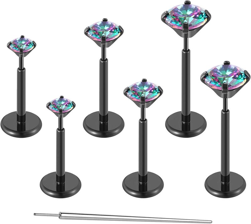 Gotumo Store 20G Flat Back Earrings Stud G23 Titanium Threadless Tragus Labret Cartilage Lip Medusa Conch Body Piercing Jewelry Hypoallergenic for Women Men - Image 1